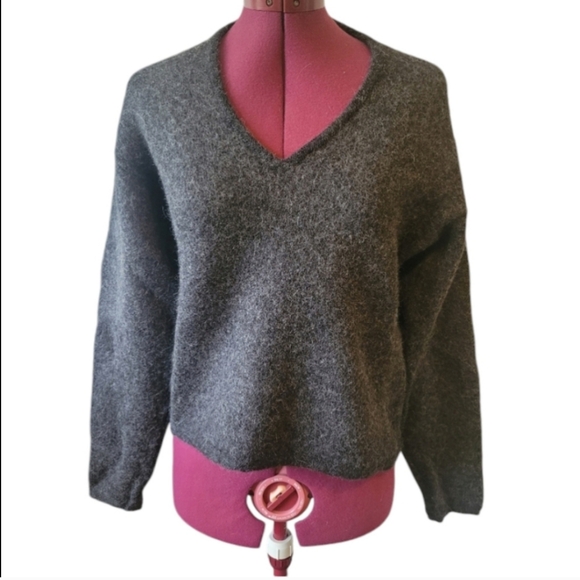 RIGOR Thick Knit 100% Baby Alpaca Unique Cozy V-Neck Longsleeved Sweater, Size S - Picture 1 of 9